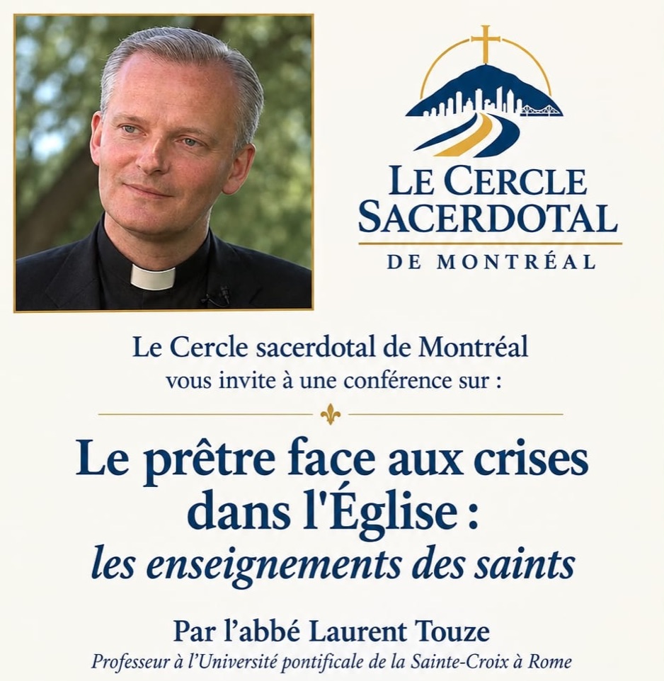 Affiche de la conférence : portrait de l’abbé Laurent Touze.